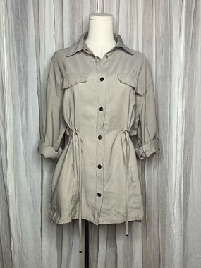 ZARA Tan Safari Button Down Shirt